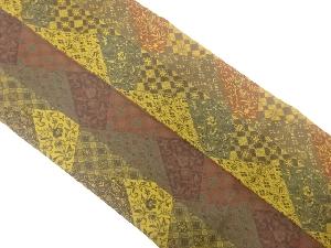 切り嵌め風花更紗に古典柄模様織出し名古屋帯